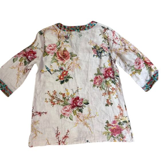 John Mark Boho‎ Aztec Embroidered Floral Tunic Top Multi Size Small - Picture 3 of 10